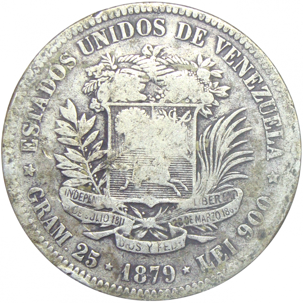 Moneda 5 Bolívares Fuerte 1879  - Numisfila