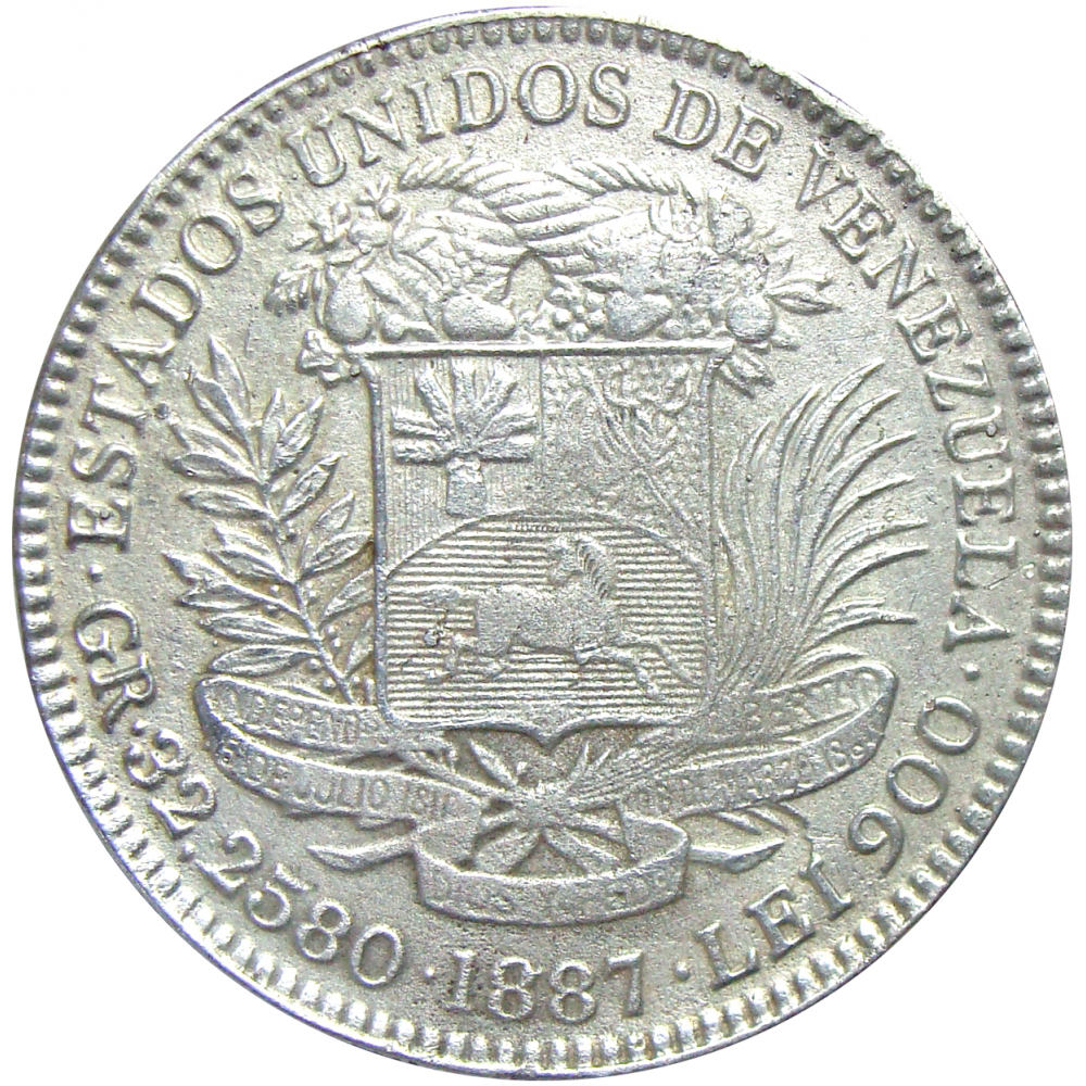 Reproducción en Plata Moneda 100 Bolívares Pachano 1887  - Numisfila