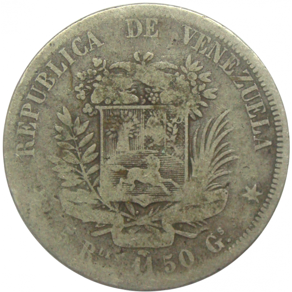 Escasa Moneda 50 Centavos - 5 Reales 1858 Libertad  - Numisfila
