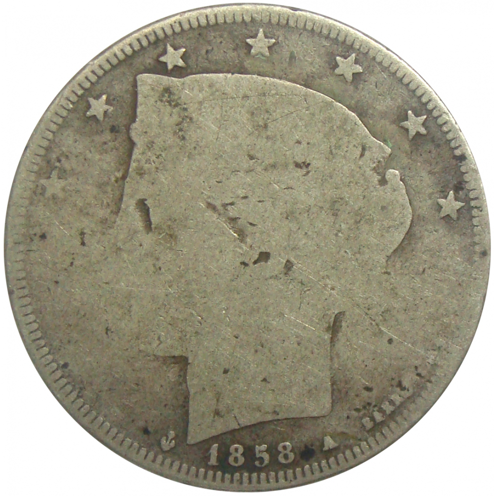 Escasa Moneda 50 Centavos - 5 Reales 1858 Libertad  - Numisfila