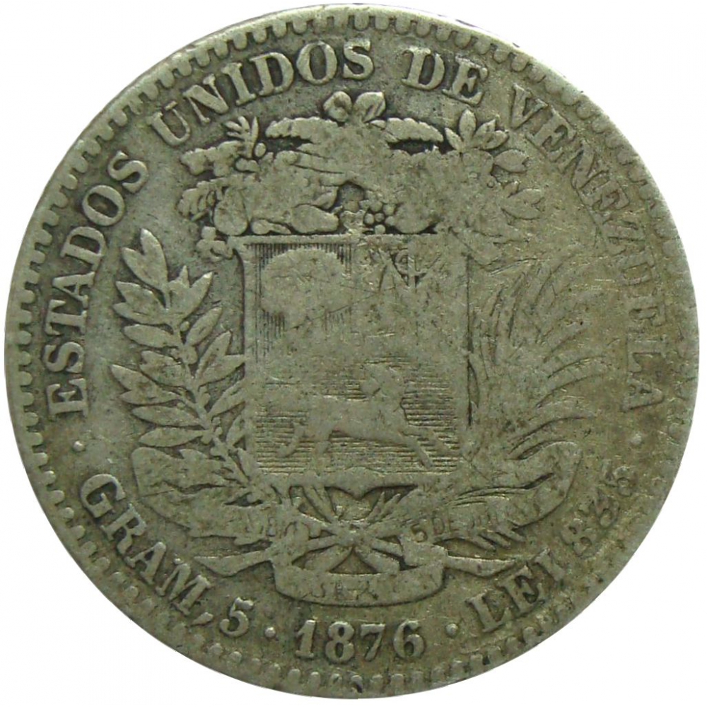 Venezuela Moneda 20 Centavos 1876 - Bolivar  - Numisfila