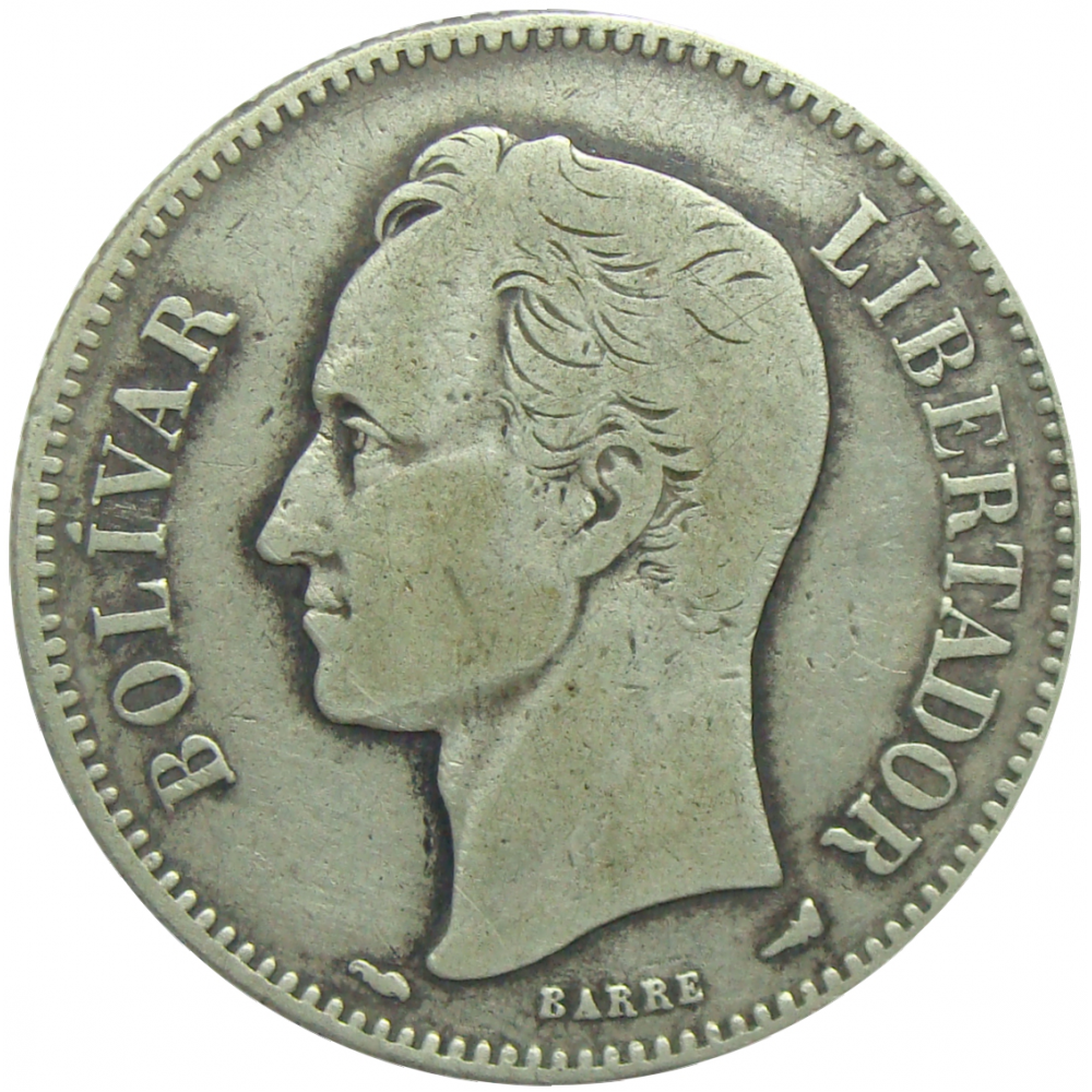 Moneda Plata 2 Bs 1913 Variante 3 Levantado  - Numisfila