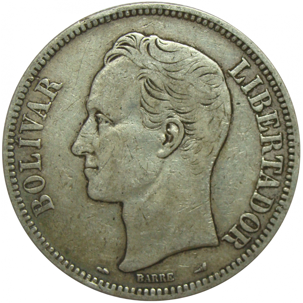Moneda Plata 5 Bolivares Fuerte 1910 Ovalado  - Numisfila