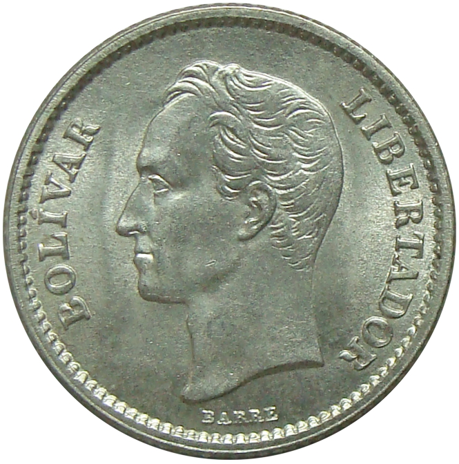 Moneda ¼ Bolívar Plata Medio 1945  - Numisfila