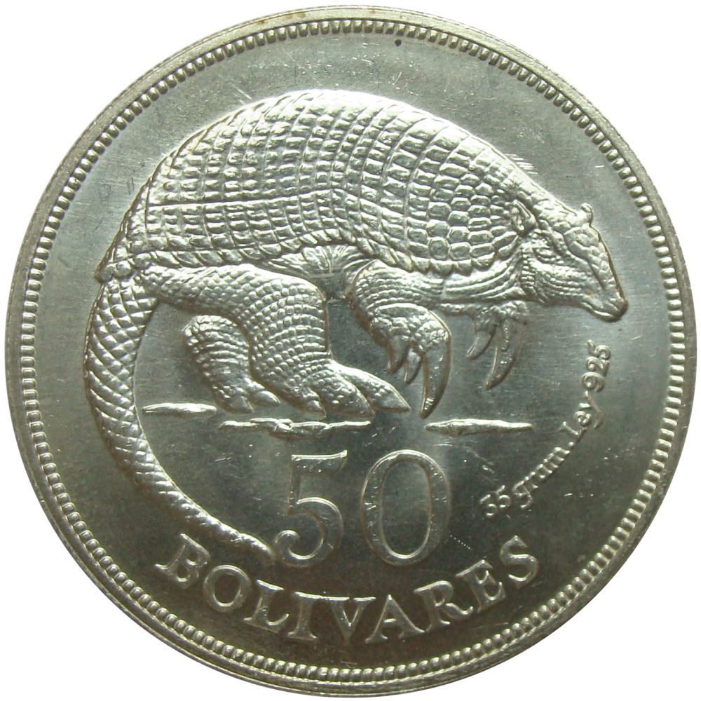 Moneda Cachicamo 50 Bolivares 1975 Fauna  - Numisfila