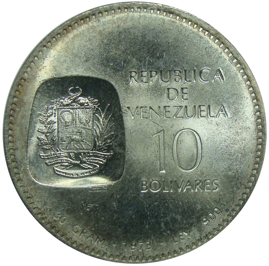 Doblon Moneda 10 Bs 1973 Canto Al Revés  - Numisfila