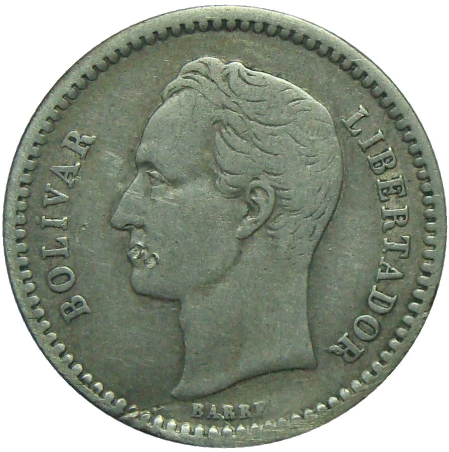 Moneda Plata ½ Bolivar Real 1924  - Numisfila