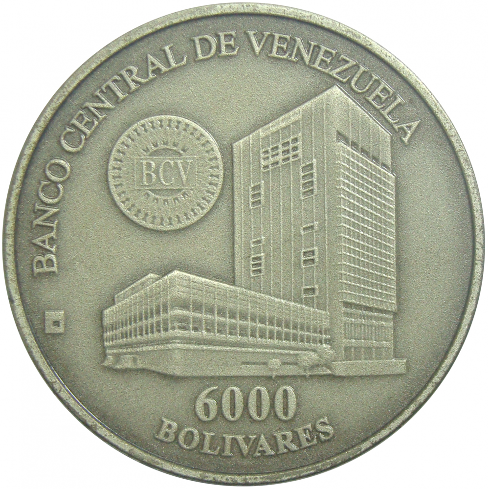 Moneda Plata 6000 Bolivares 2001 Maracay con Estuche y Certificado  - Numisfila