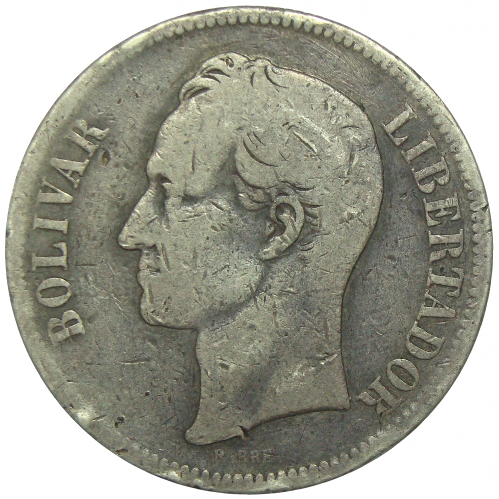 Moneda Plata 5 Bolivares Fuerte 1889  - Numisfila
