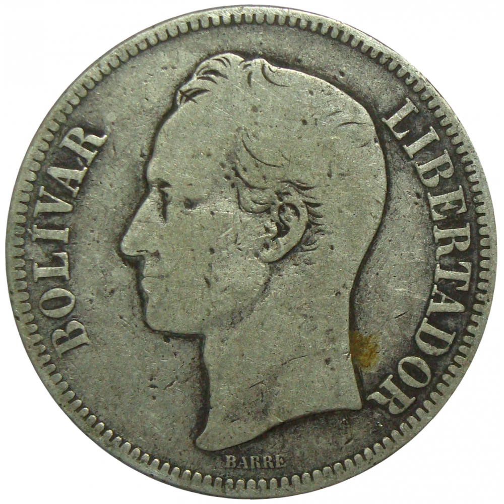 Moneda Plata 5 Bolivares Fuerte 1903  - Numisfila