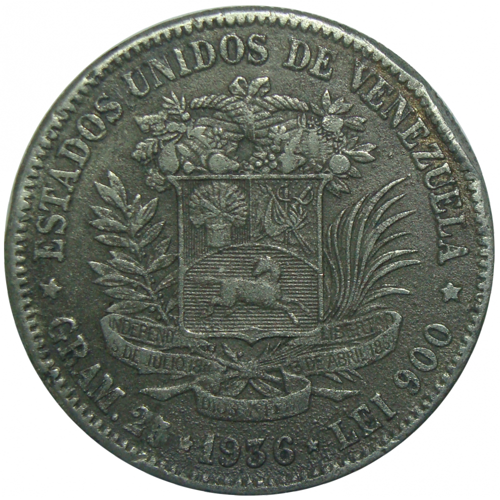Falsa Moneda 5 Bolivares Fuerte 1936   - Numisfila