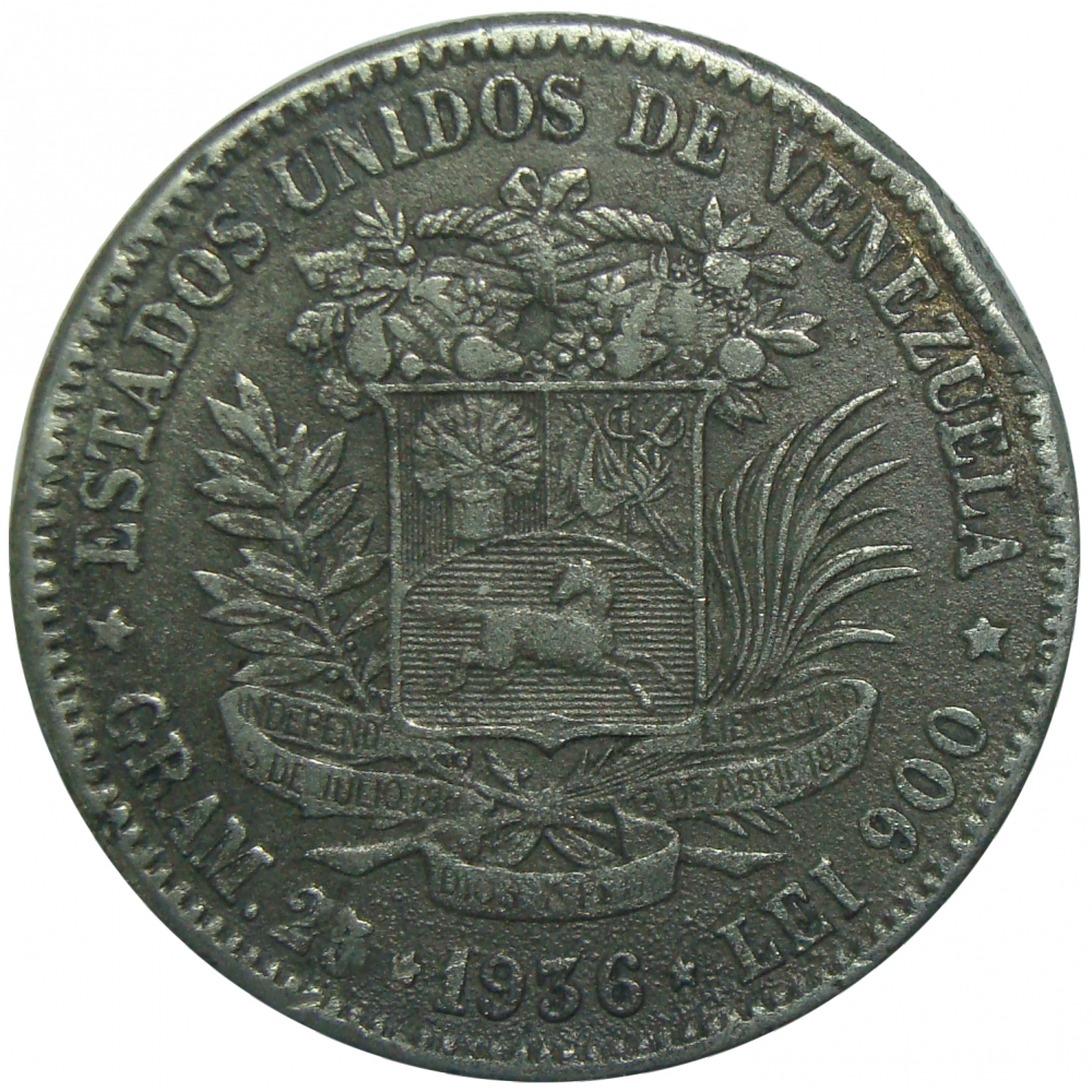 Falsa Moneda 5 Bolivares Fuerte 1936  - Numisfila