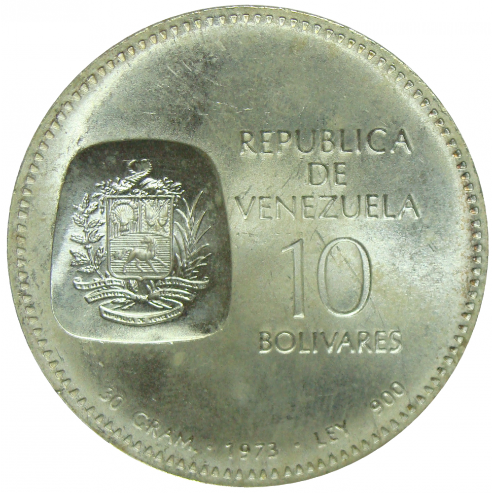 Doblón Moneda 10 Bs 1973 Canto Al Derecho  - Numisfila