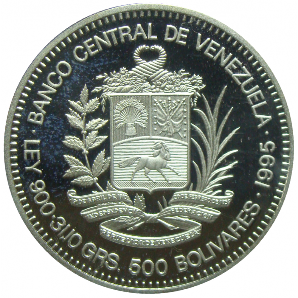 Moneda 500 Bs 1995 Antonio Jose de Sucre Bicentenario  - Numisfila