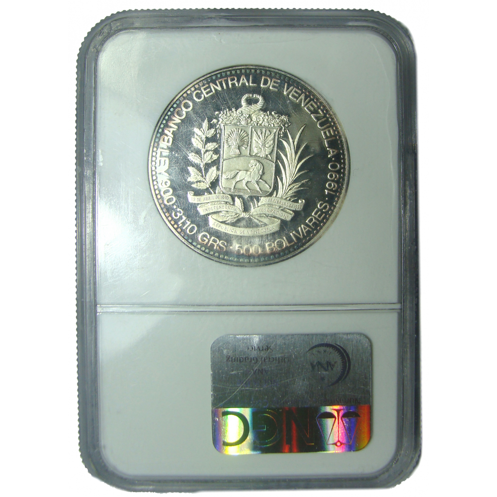 Moneda Capsula NGC PF 67 Ultra Cameo 500 Bs Paez 1990  - Numisfila
