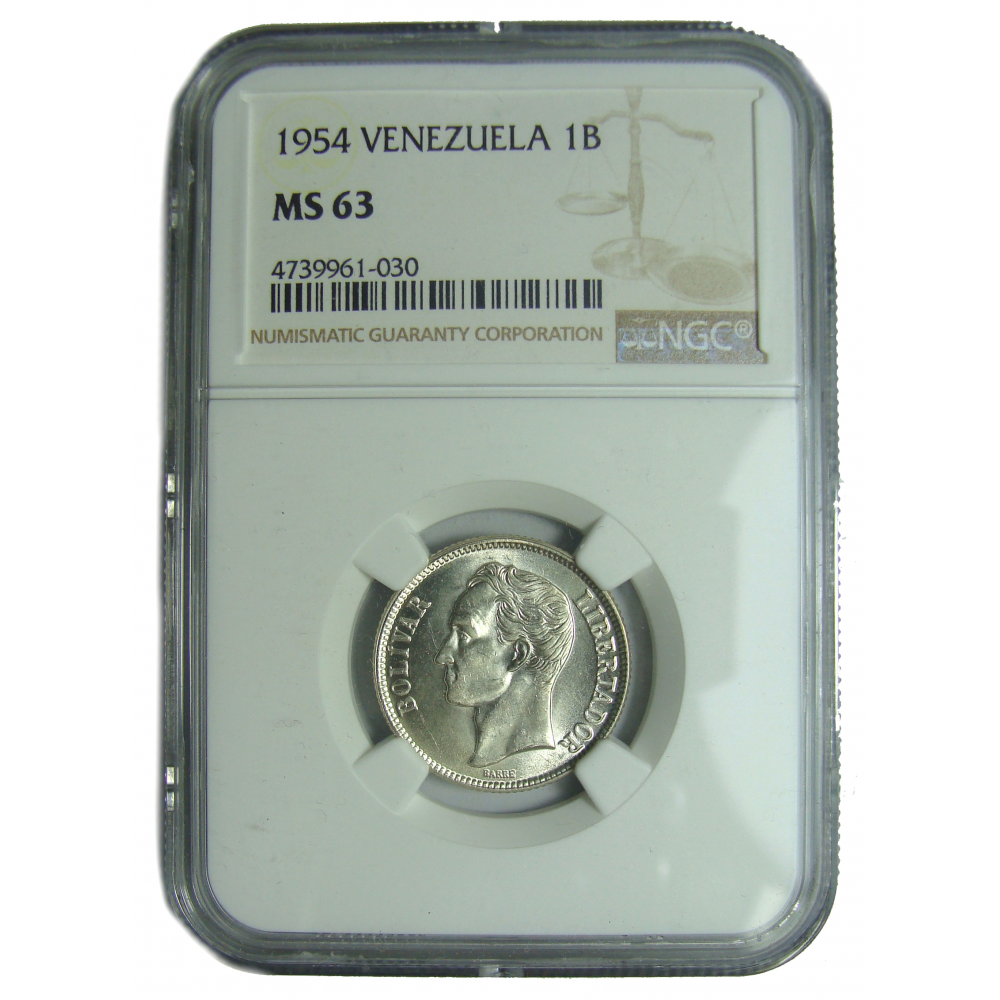 En Cápsula NGC MS 63 Moneda 1 Bolivar 1954 - Numisfila