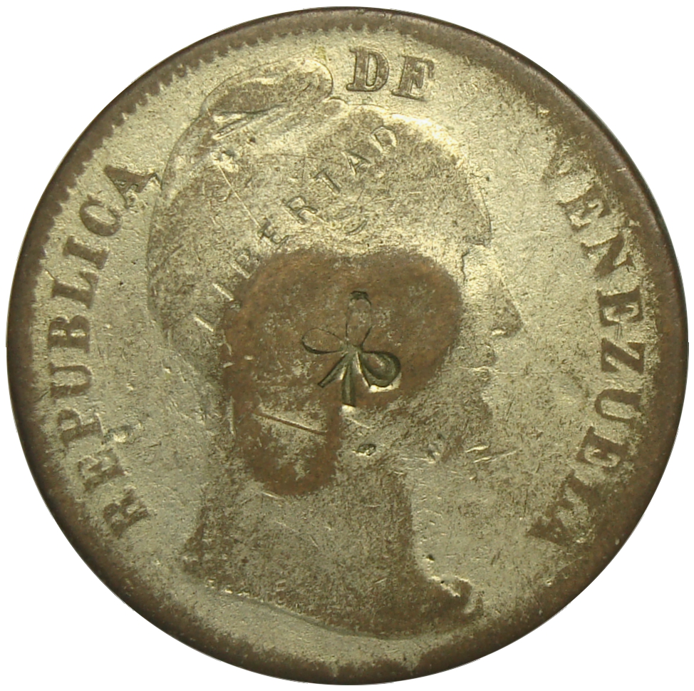 Resello Flor y Contramarca en Centavo 1862 Monaguero - Numisfila