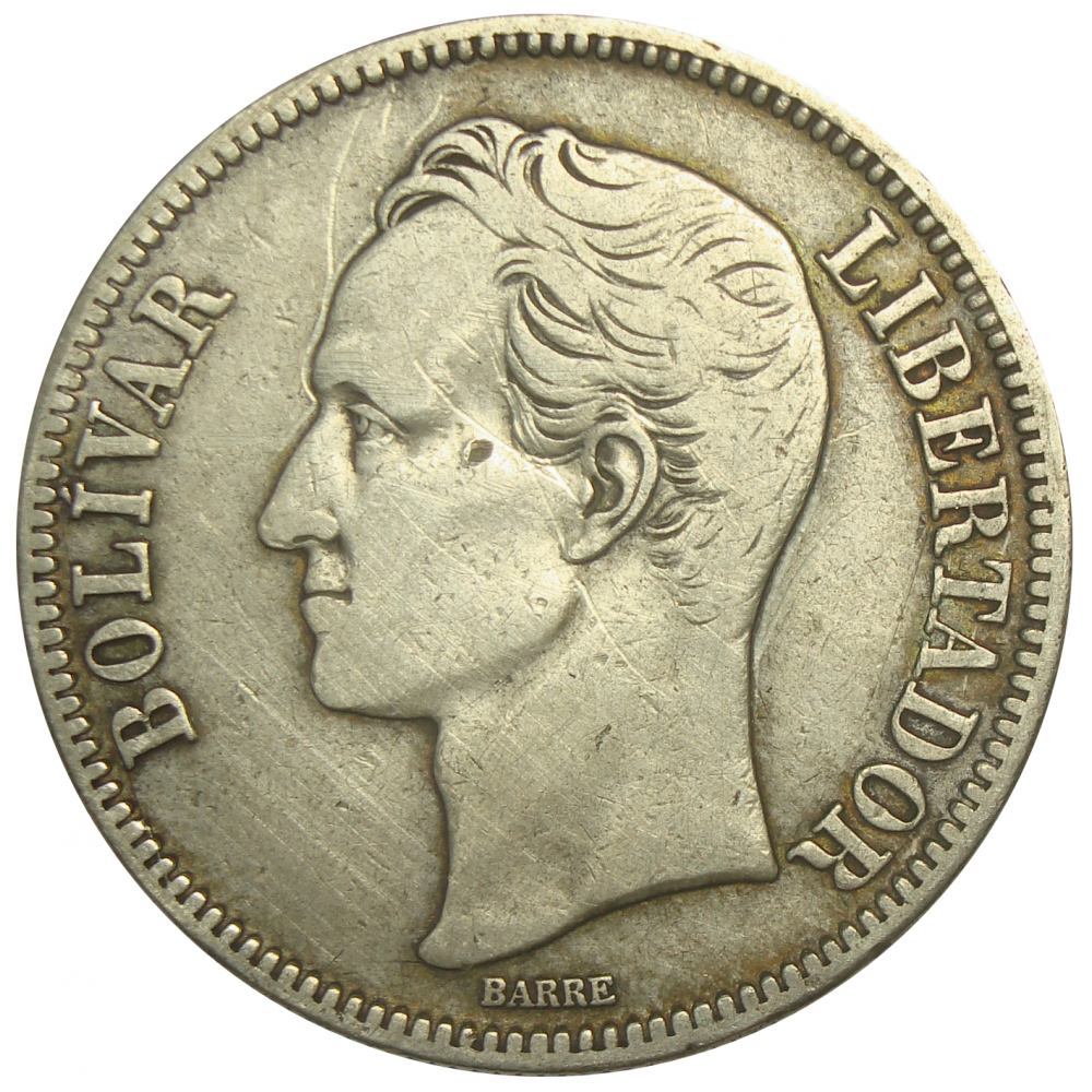 Moneda Plata 5 Bolivares Fuerte 1924  - Numisfila