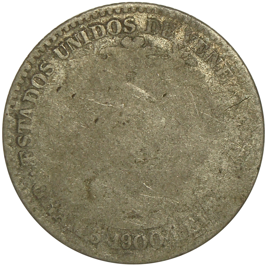 Escasa Moneda 1 Bolivar de Plata 1900  - Numisfila