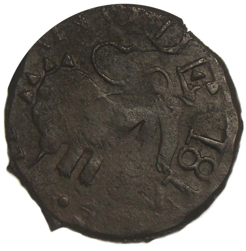Moneda Provincia de Guayana ½ Real 1817 Variante "7" Inclinado  - Numisfila