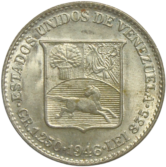 Moneda plata ¼ de Bolivar - Medio 1946 - Numisfila
