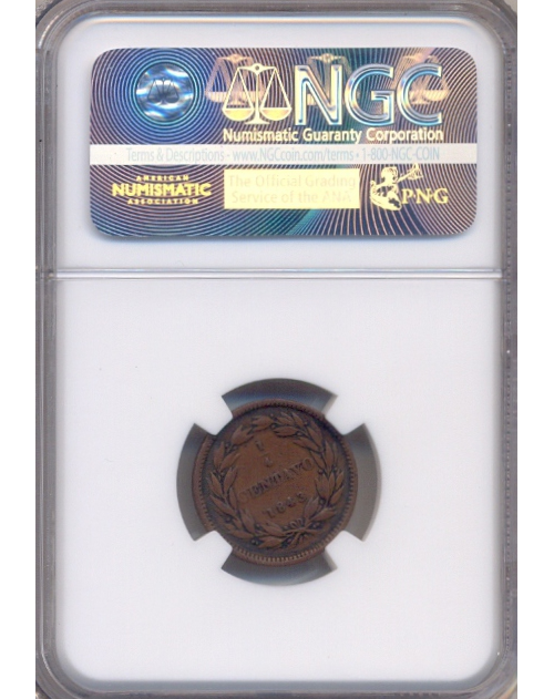 Moneda ¼ Centavo Monaguero 1843 NGC F 12BN  - Numisfila
