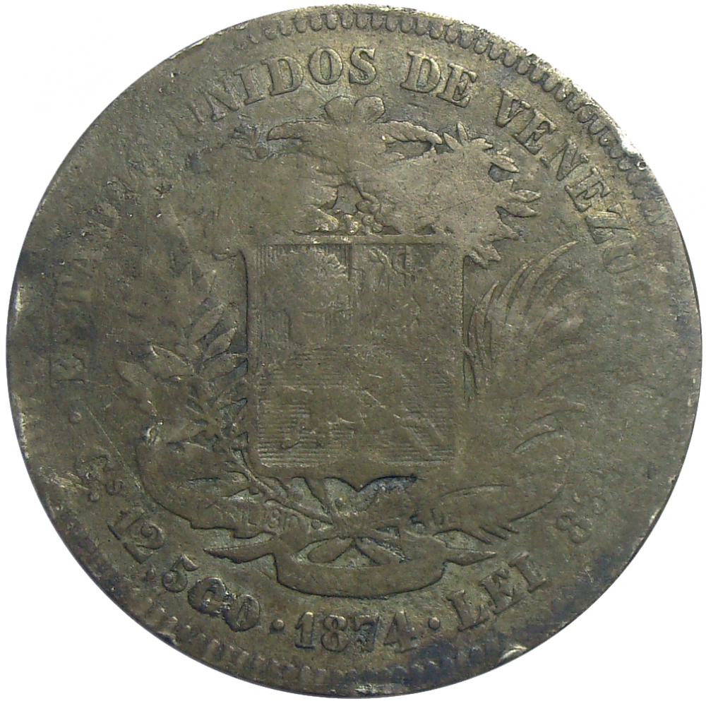 Moneda 5 Reales Bamba - 50 Centavos 1874 Ceca adentro - Numisfila
