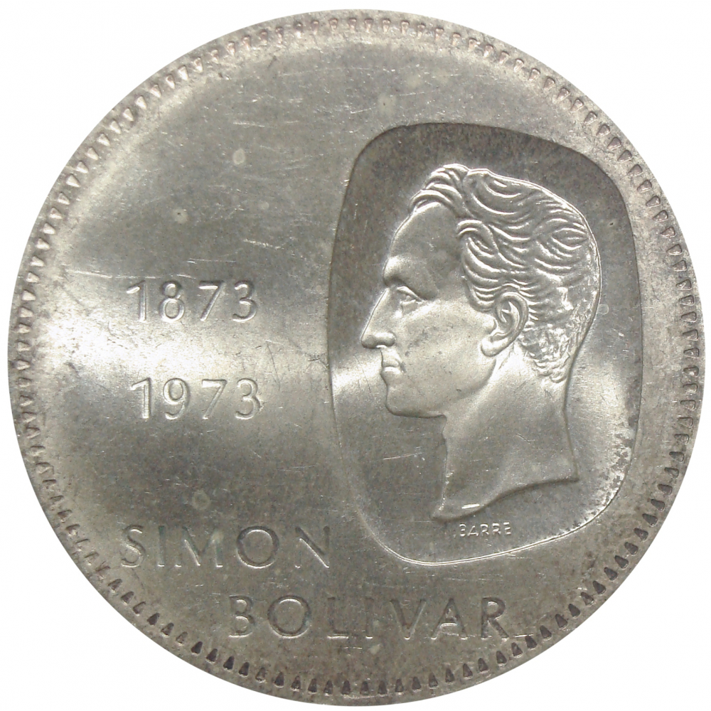 Moneda 10 Bolivares Doblon 1973 Canto al Derecho  - Numisfila