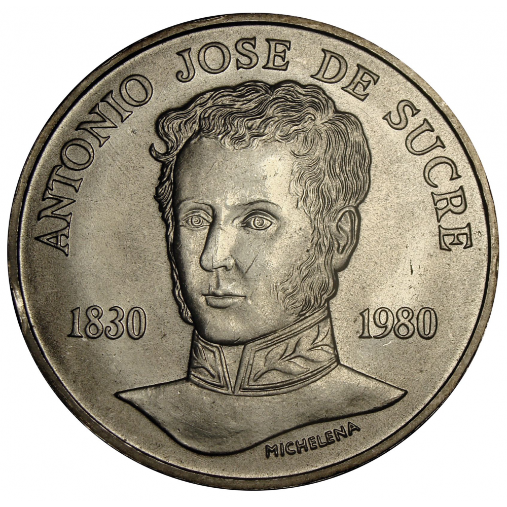 Pareja Bolívar y Sucre 1980 Monedas 100 y 75 Bolívares  - Numisfila