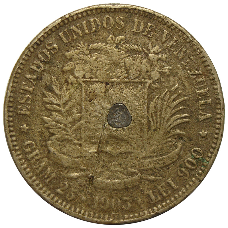 Fuerte Falso de Moneda de 5 Bolívares 1903  - Numisfila