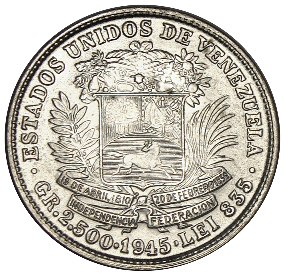 Bella Moneda ½ Bolivar 1945 - 50 Céntimos  - Numisfila
