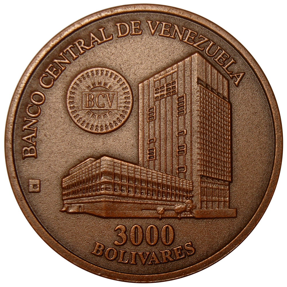 Moneda Bronce 3000 Bolívares 2001 Casa de la Moneda Maracay  - Numisfila