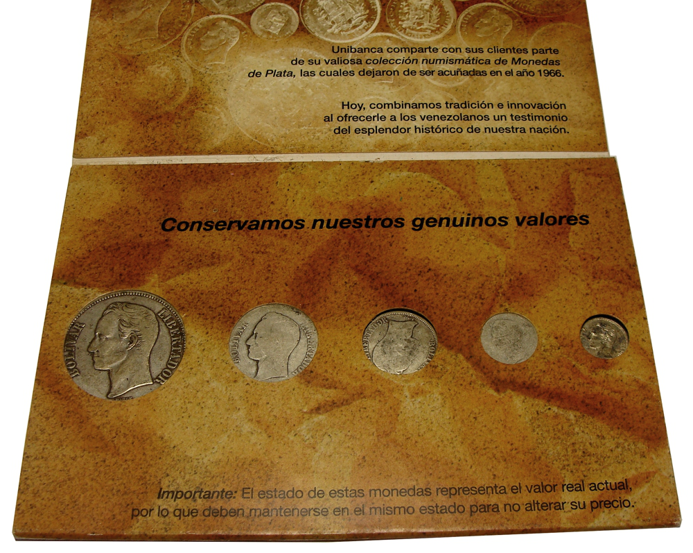 Set de presentación UNIBANCA con 5 monedas de plata  - Numisfila