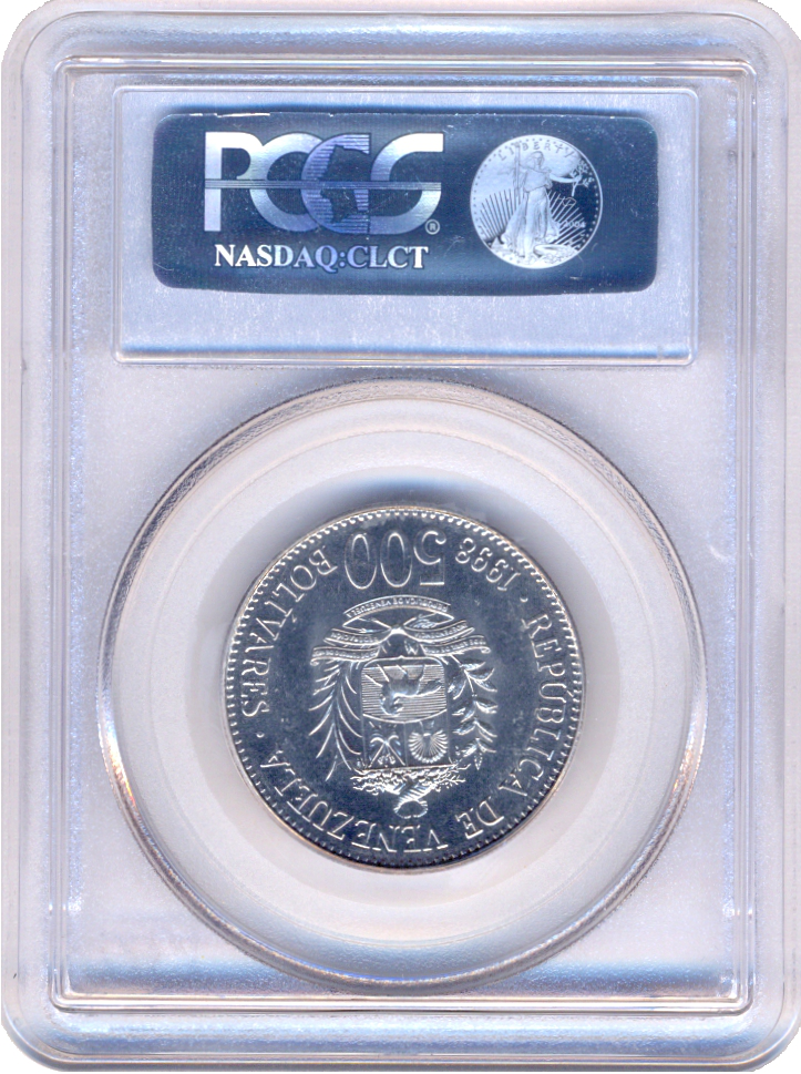 Moneda 500 Bolívares 1998 Cápsula PCGS MS66  - Numisfila