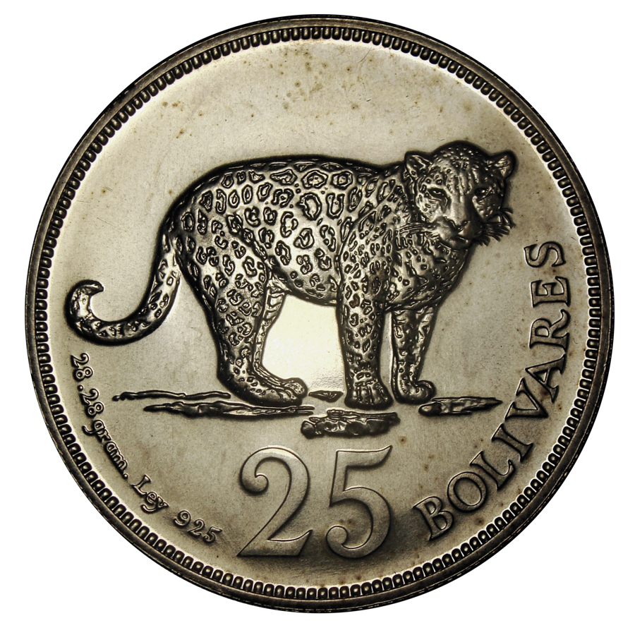 Pareja Cachicamo y Jaguar 1975 Monedas 50 y 25 Bolivares  - Numisfila