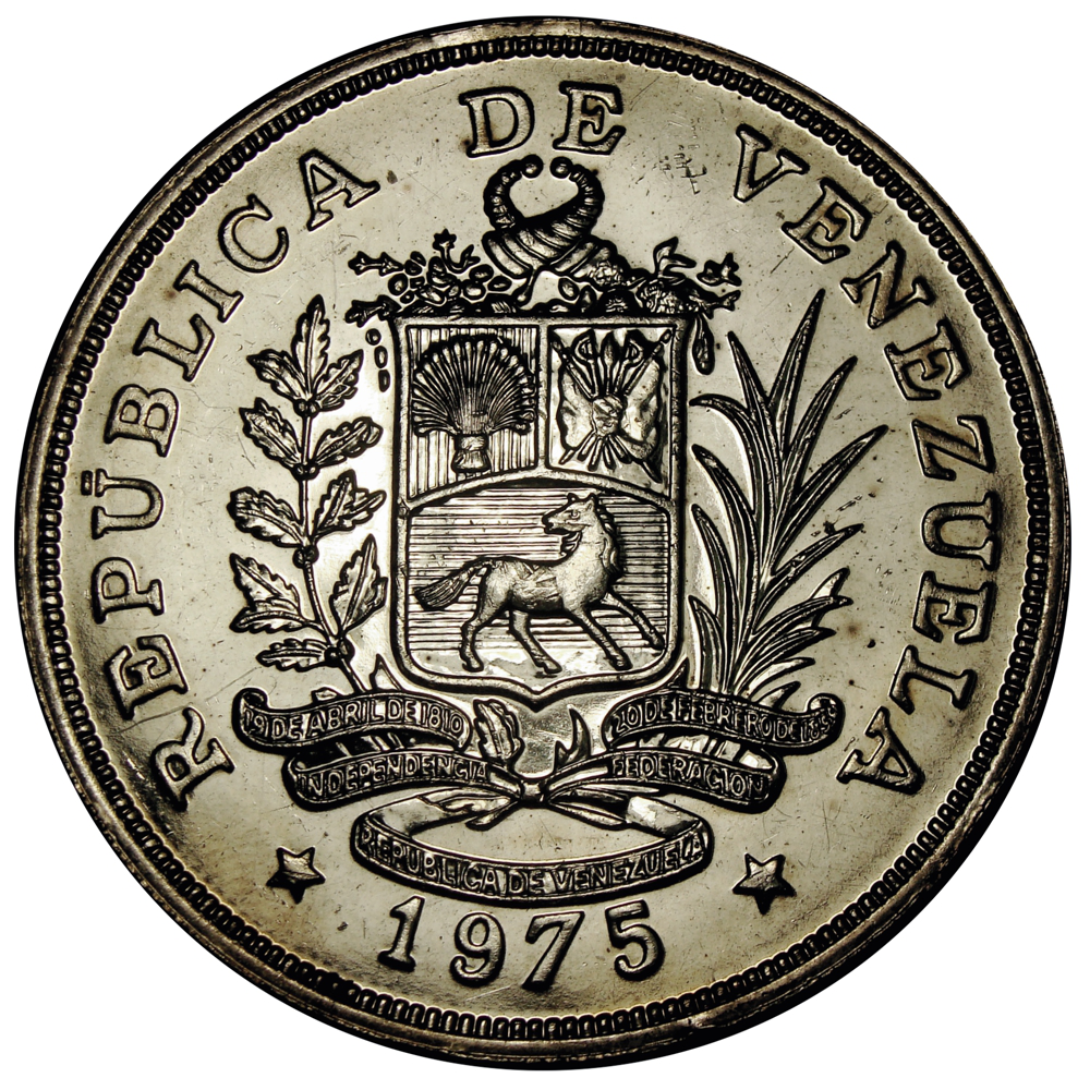 Pareja Cachicamo y Jaguar 1975 Monedas 50 y 25 Bolívares  - Numisfila