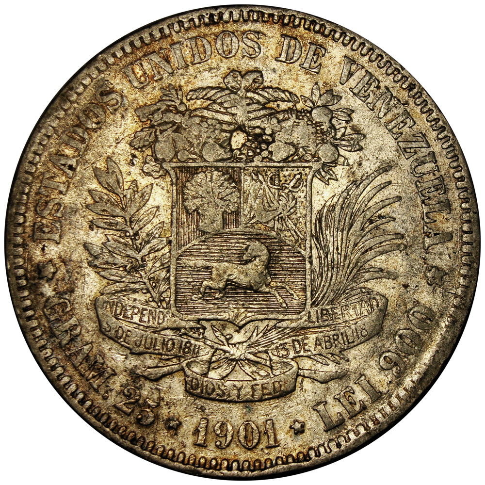 Moneda 5 Bolívares 1901 Fuerte de plata - Numisfila