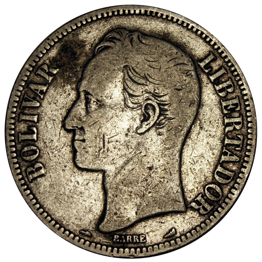 Fuerte 1901 Moneda de Plata 5 Bolívares  - Numisfila