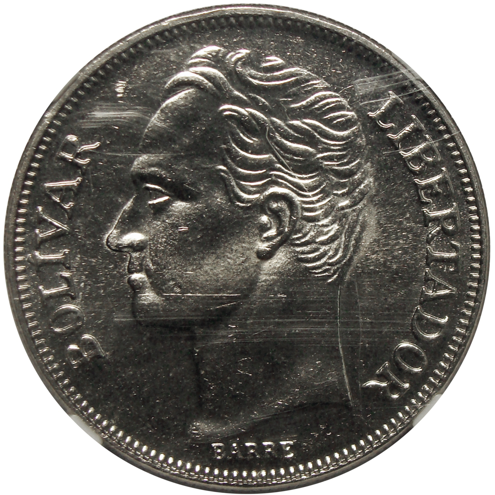 Moneda 5 Bolívares 1988 Cápsula NGC MS 64  - Numisfila