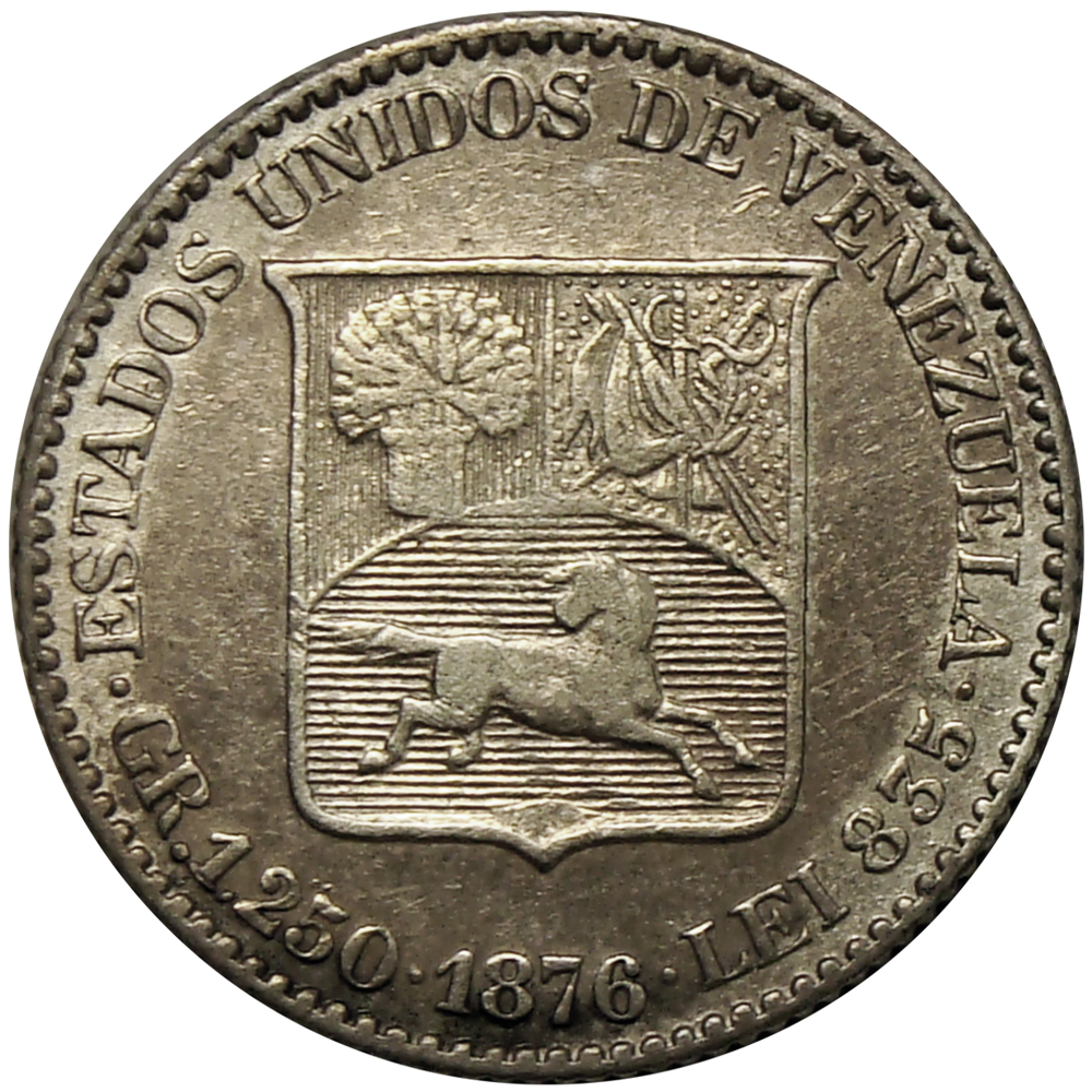 Moneda de Plata 5 Centavos 1876 Ceca A Lisa - Medio  - Numisfila