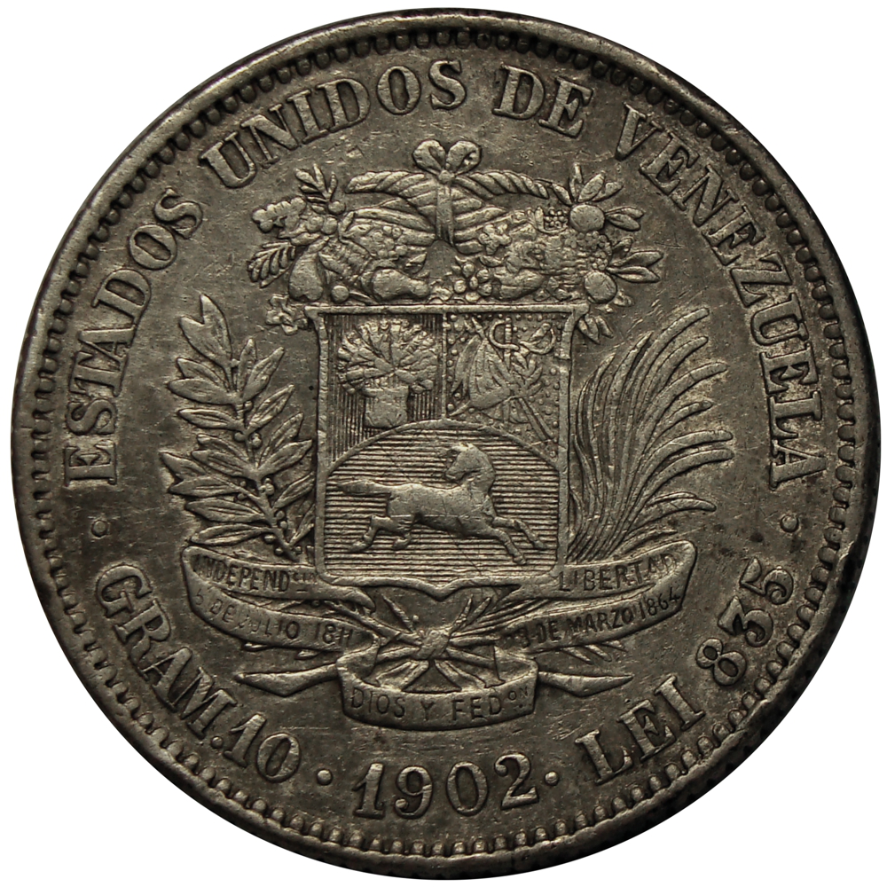 Moneda de Plata 2 Bolívares 1902  - Numisfila