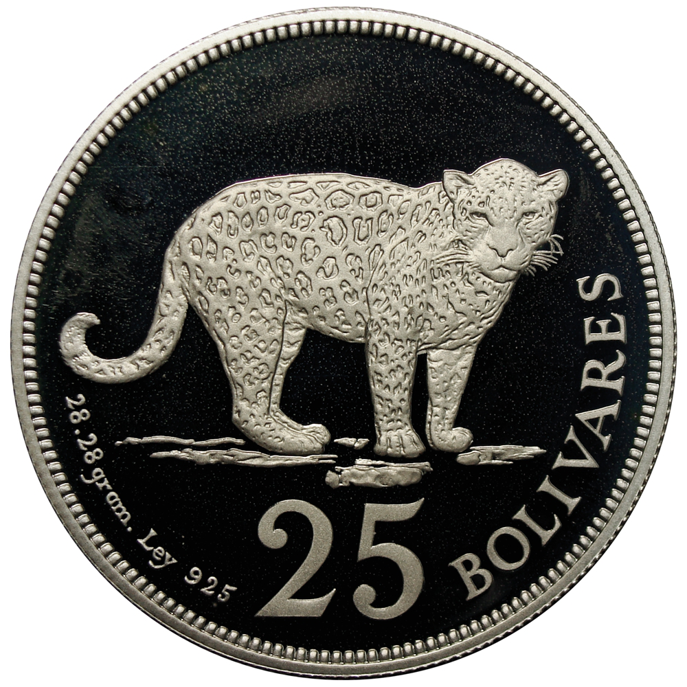 Replica Jaguar Moneda Proof 25 Bolívares 1975 Fauna  - Numisfila