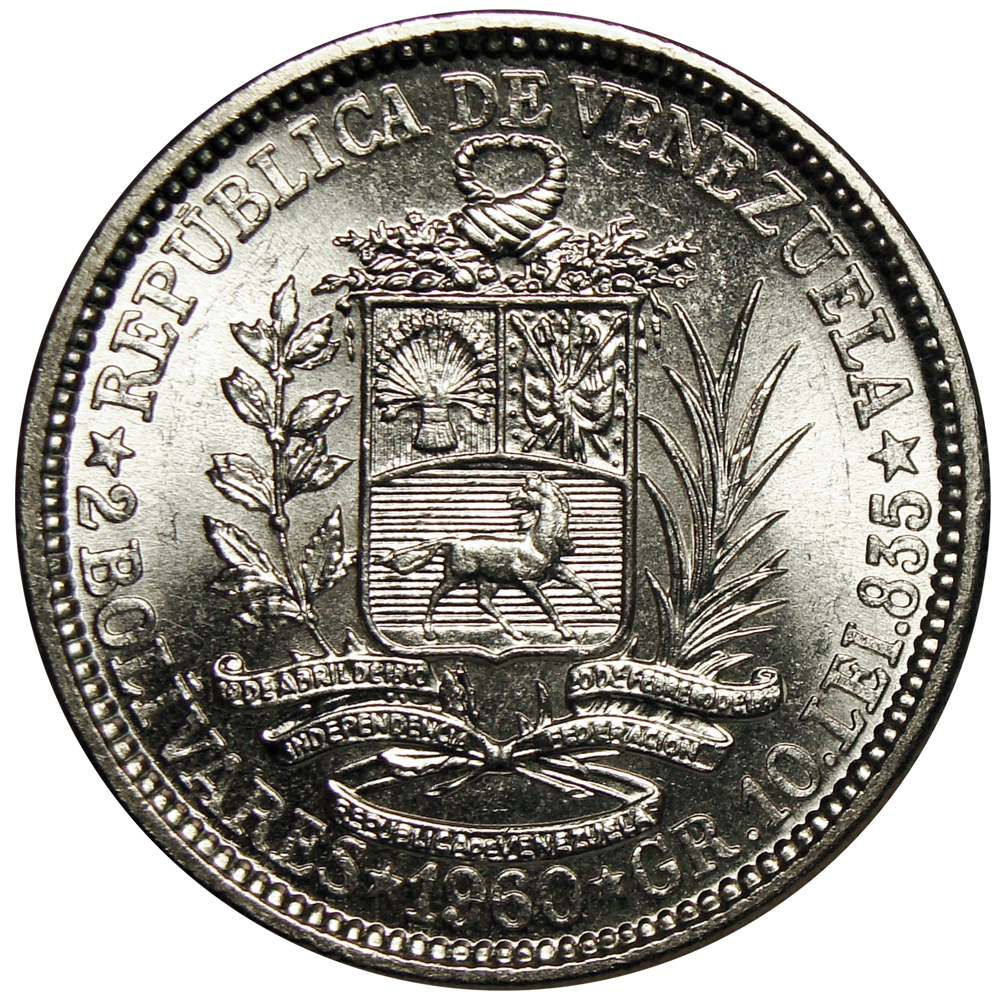 Moneda de Plata 2 Bolívares 1960 - Numisfila
