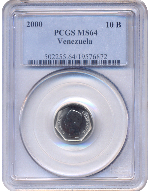 Moneda 10 Bolívares 2000 PCGS MS64 - Numisfila