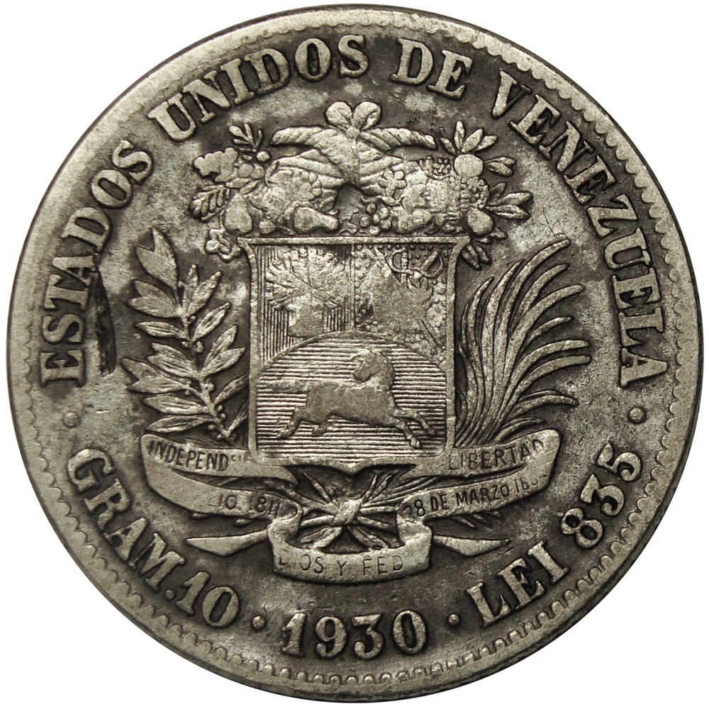 Moneda de Plata 2 Bolívares 1930 - Numisfila