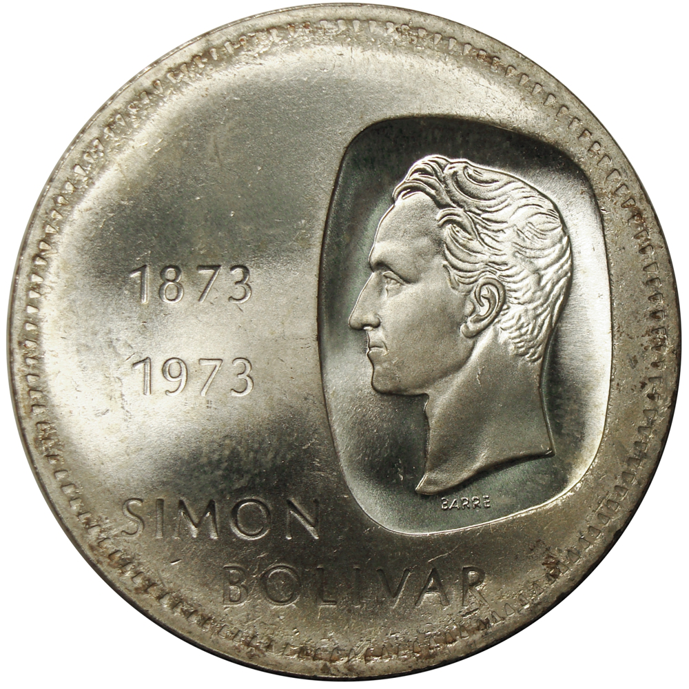 Moneda 10 Bolívares Doblón 1973 Canto Al Derecho - Numisfila