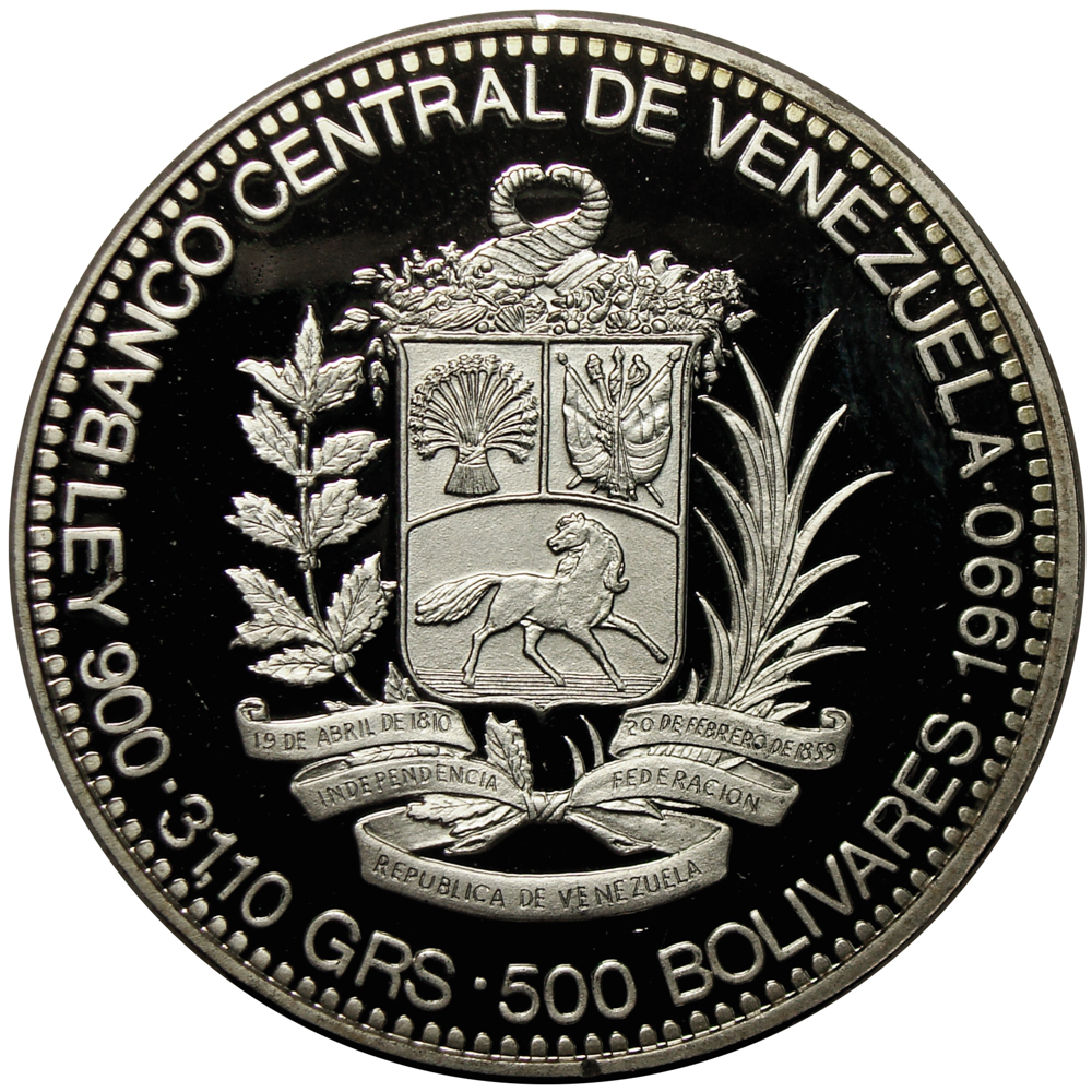 Moneda 500 Bolívares Páez 1990 Bicentenario  - Numisfila