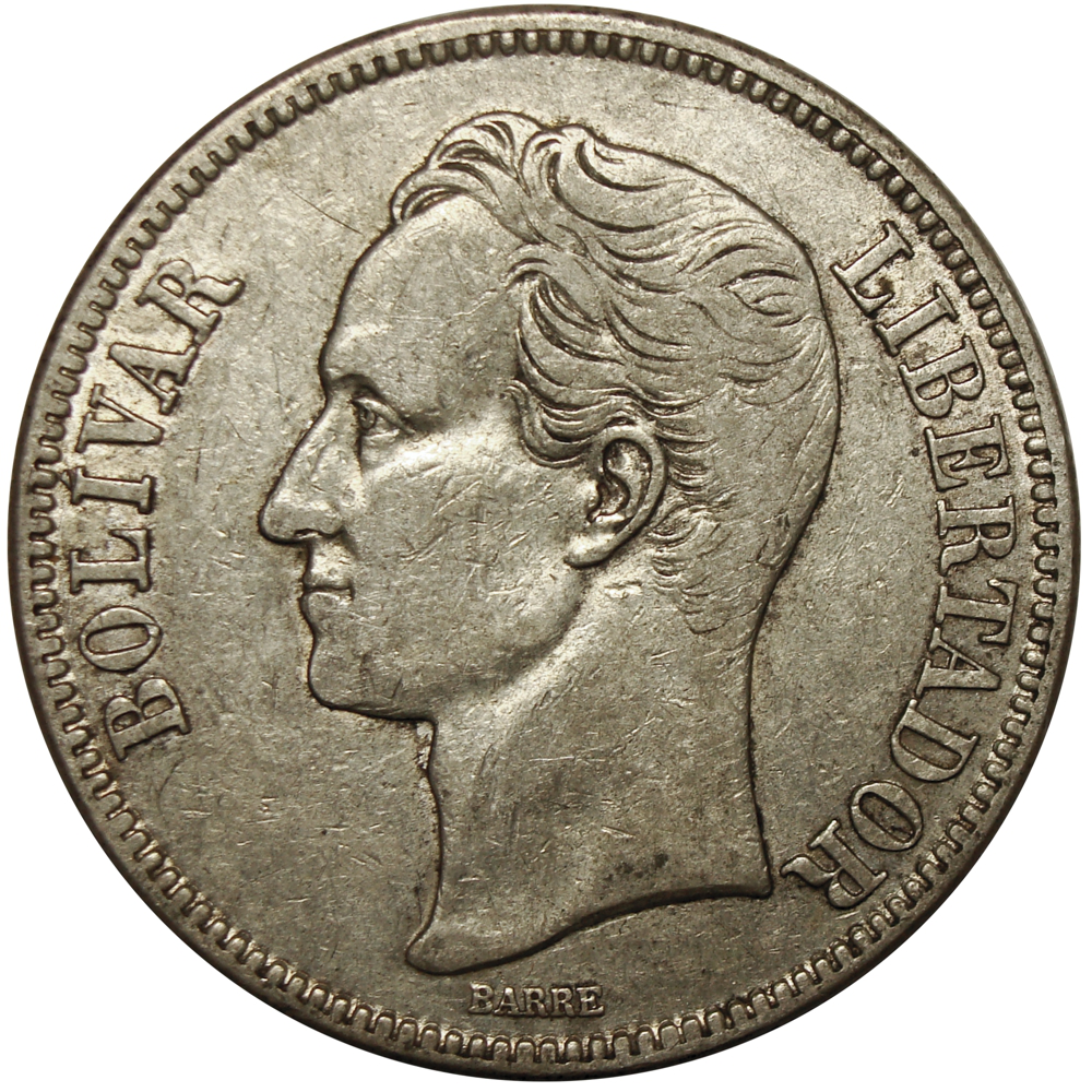 Moneda de Plata 5 Bolívares - Fuerte 1929  - Numisfila