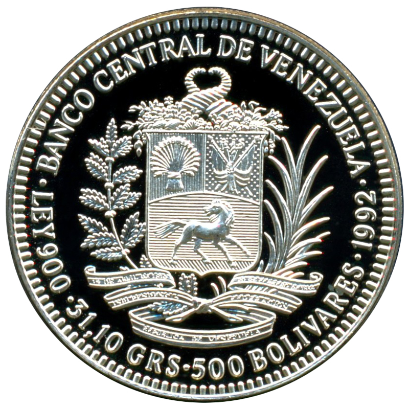 Batalla de Matasiete Moneda de Plata 500 Bolívares 1992  - Numisfila
