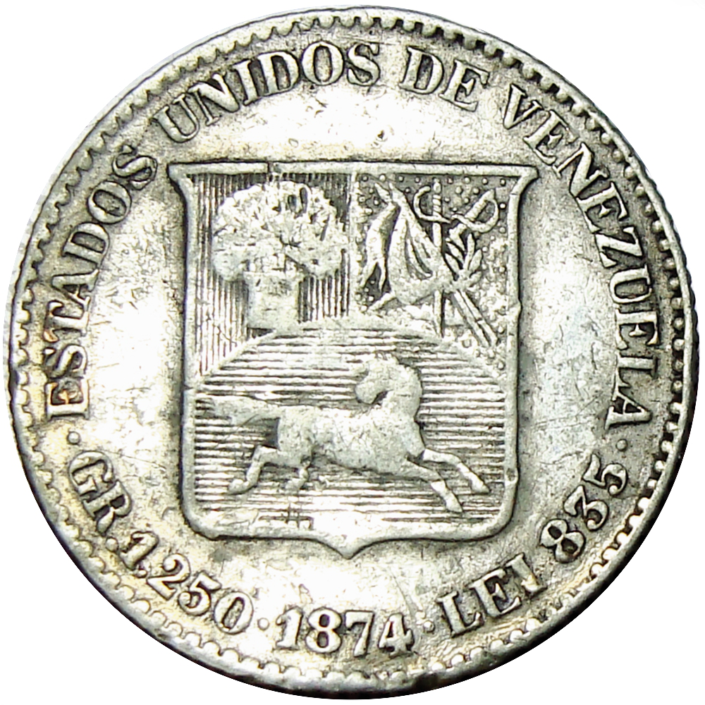 Moneda 5 Centavos 1874 Variante "A" Romana - Medio - Numisfila